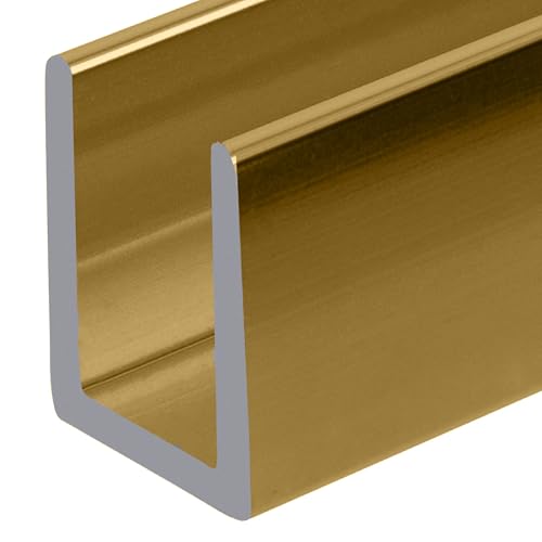 Brixwell SDCD38BGA-CCP4 Brite Gold Anodized 3/8" Fixed Panel Shower Door Deep U-Channel - 4 inch Sample - color: Brite Gold, size: 4 Inch - Sample