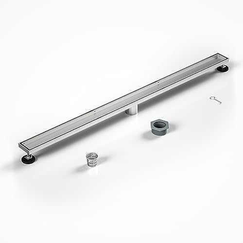 Linear Shower Drain 40" Brushed 304 Stainless Steel | Fast Drainage | Tile Inserted | Stainless Floor Drain Grate | Hair Strainer | Drain Key | The Upgrade for Your Bathroom - size: 40 Inch