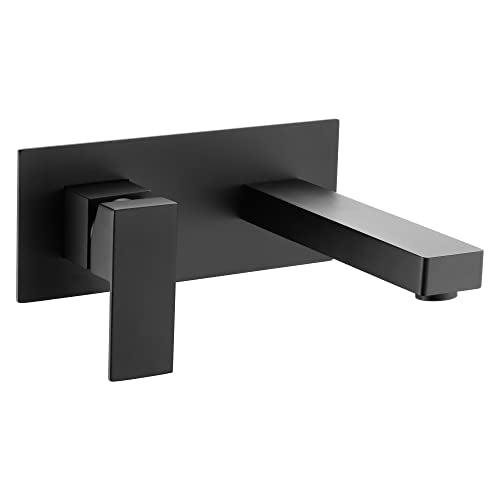 SUMERAIN Matte Black Bathroom Faucet Wall Mount, Single Handle | Basin Faucet, Rough in Valve Included, Left-Handed Design - color: Matte Black, size: Left-Handed