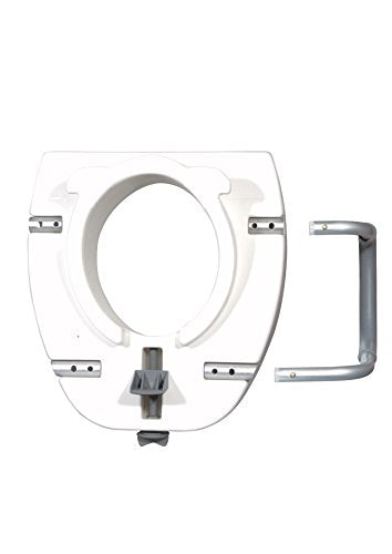 Drive Medical Premium Plastic Raised Toilet Seat with Lock, Elongated | Raised Toilet Seat Includes Lock and Padded Armrests for Comfortable Everyday Bathroom Support, Elongated
