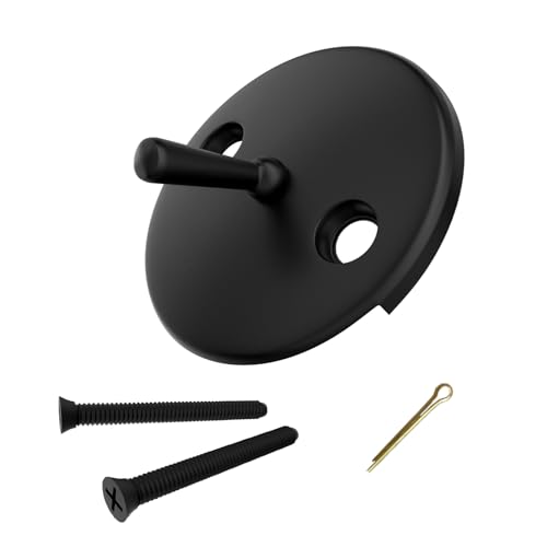 Trip Lever Bathtub Overflow Faceplate, Matte Black | Trip Levers Tub Overflow Drains Cover with Matching Screws - color: Black Cover