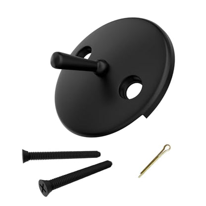 Trip Lever Bathtub Overflow Faceplate, Matte Black | Trip Levers Tub Overflow Drains Cover with Matching Screws - color: Black Cover