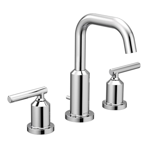 Moen Gibson Chrome Two-Handle 8-Inch Widespread High Arc Modern Bathroom Sink Faucet, Valve Required, T6142 - color: Chrome, style: Trim Only