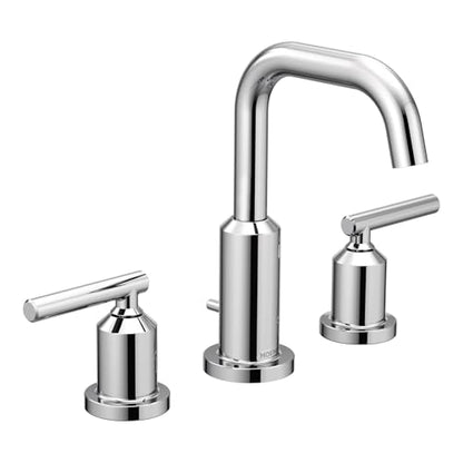 Moen Gibson Chrome Two-Handle 8-Inch Widespread High Arc Modern Bathroom Sink Faucet, Valve Required, T6142 - color: Chrome, style: Trim Only