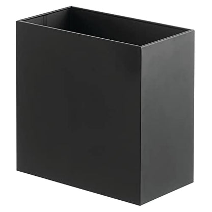 mDesign Small Steel Rectangular 2.4 Gallon/9.1 Liter Trash Can, Waste Basket for Bathroom, Bedroom, Home Office - Holds Garbage, Recycling, Household Items - Linn Collection - Matte Black - color: Matte Black