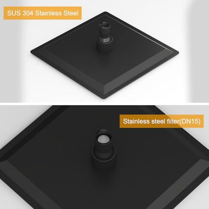 8 In Rain Shower Head High Pressure Rainfall Shower Head Matte Black | Square Rain Bathroom Showerhead, High Flow, Large Stainless Steel, Ceiling Mounted, Wall Mounted, Waterfall Full Body - color: Black, size: 8 Inch