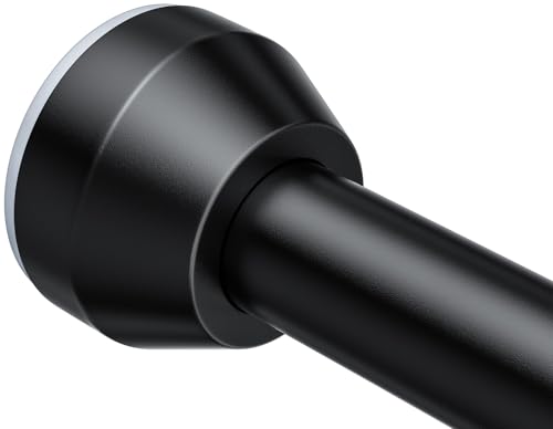 TEECK Shower Curtain Rod, 32-79 inch Adjustable Tension Spring, 1 Inch Shower Curtain Rod Tension, Anti-Slip, Rust-Proof, No Drilling, for Bathroom, Black - color: Black, size: 32-79 Inches