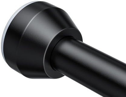 TEECK Shower Curtain Rod, 32-79 inch Adjustable Tension Spring, 1 Inch Shower Curtain Rod Tension, Anti-Slip, Rust-Proof, No Drilling, for Bathroom, Black - color: Black, size: 32-79 Inches