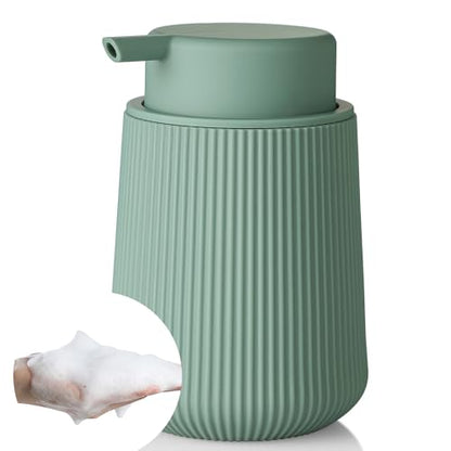 YAUKPH Striped Foaming Hand Soap Dispenser Sage Green | with Leak-Proof Pump for Bathroom and Kitchen Countertop 11oz - color: Sage Green, size: Foaming Dispenser