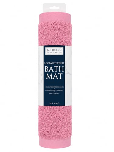 Home Expressions Non Slip with Suction Cups Loofah Bathmat 27"x15" & 29.5"X16.9", PVC Loofah Bathroom Mats, Loofah Mats for Shower and Bathroom, Quick Drying, (Pink 29.5"X16.9") - size: PINK 29.5"X16.9"