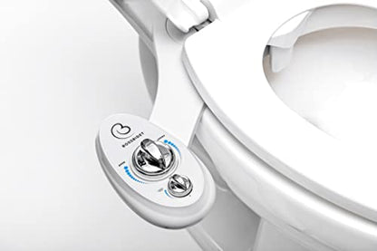 Luxury White Blue - Bidet Attachment for Toilet Seat - Dual Nozzles, Self-Cleaning, Non-Electric Water Sprayer, Save Money On Toilet Paper and Reduce Waste - color: White blue