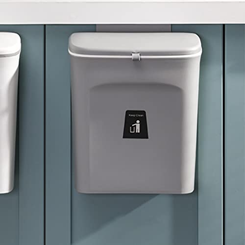 Hanging Trash Bin Wall Mounted Waste Bin Gargabe Waste Can for Bathroom Kitchen (Grey) - color: Grey