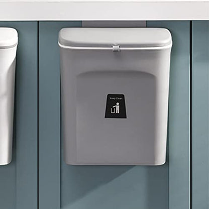 Hanging Trash Bin Wall Mounted Waste Bin Gargabe Waste Can for Bathroom Kitchen (Grey) - color: Grey