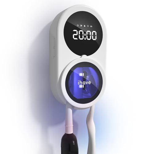 iHave UV Toothbrush Sanitizer Holder 2 Slots Wall Mounted Wave Sensor Auto - color: White