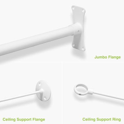 Naiture 60'' x 36'' D Shape Shower Curtain Rod with 36'' Vertical Ceiling Support, Aluminum, Matte White Finish - color: Matte White, size: 60'' x 36''