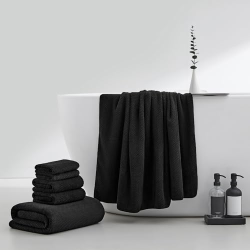 Oversized Bath Towels Extra Large 40x80 Inches Bath Sheets for Adults Super Soft Quick Dry Highly Absobent Microfiber Shower Towels (6 Piece,Black) - color: Black 6 Piece, size: 6 Piece