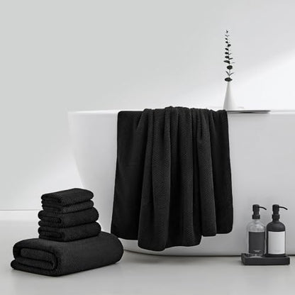 Oversized Bath Towels Extra Large 40x80 Inches Bath Sheets for Adults Super Soft Quick Dry Highly Absobent Microfiber Shower Towels (6 Piece,Black) - color: Black 6 Piece, size: 6 Piece