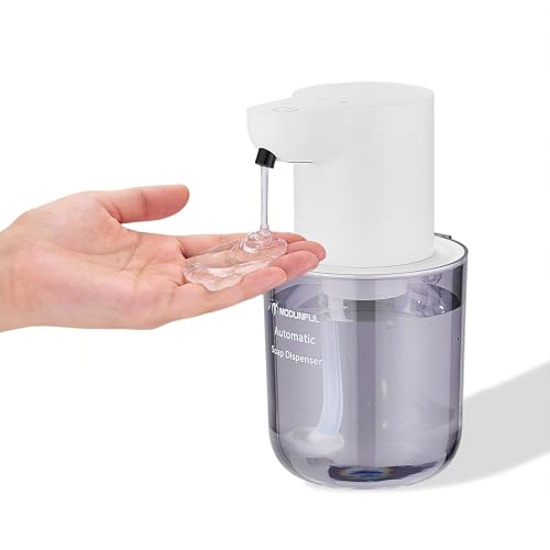 Automatic Soap Dispenser for Kitchen Sink - Wall-Mount & Countertop White | 4-Level Adjustable,13.5oz Clear Plastic IPX5 Rechargeable, Suitable for Bathroom - color: White.l