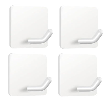 Adhesive Towel Hooks Heavy Duty Stick on Towel Holder Wall Hangers Waterproof Stainless Steel Sticky Hooks for Hanging White Bathroom Kitchen Home-4 Packs - color: White