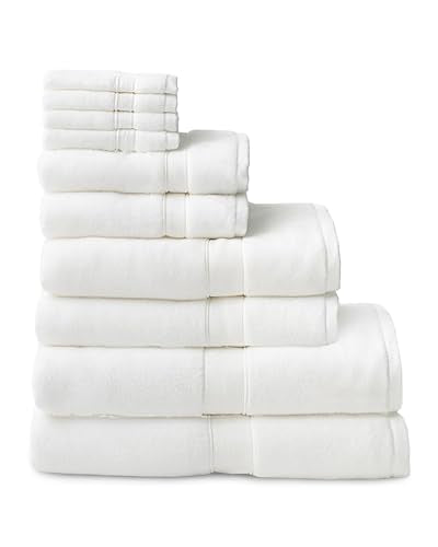 Cozy Earth Complete Luxe Bath Bundle - 60% Cotton 40% Viscose from Bamboo - Quick Dry & Plush Cotton Bath Towel Set - 4 Washcloths, 2 Hand Towels, 2 Bath Towels, 2 Bath Sheets - White - color: White