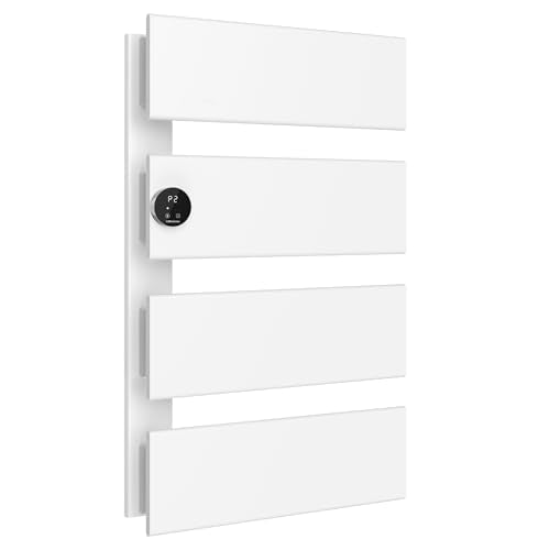 K&KALONZO Electric Towel Warmer, 18.35" W x 31" H Wall-Mounted Towel Heater with Built-in Timer, Waterproof Aluminum Towel Warmer for Bathroom, Support Plug-in and Hardwired, White, K4-L-W - color: White, size: 4-Bar
