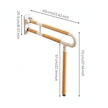 Almencla Folding Toilet Support Toilet Handrail Grab Bar Rail with Flip Up Hinged Design Aluminum Structure with Non Slip Coating Suitable for Elderly Injury Toilet, 60CM - size: 60CM