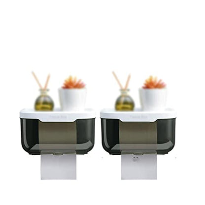 Stainless Steel Toilet Paper Holder，Recessed Toilet Paper Holder，Plastic Tissue Box Cover Tissue Cover with lid Bathroom Home Paper Holder Boxes Storage Box(Set C) - size: Set C