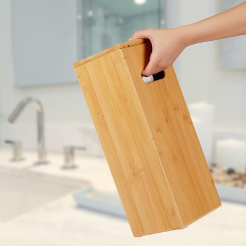 GOBAM Bamboo Toilet Paper Storage - Fits 3 Mega Toilet Paper, Bathroom Organizer, Toilet Paper Holder Stand, Bamboo Bathroom Accessories - Natural, 5.9 x 5.9 x 16.1 inches - size: 3 Roll - Square