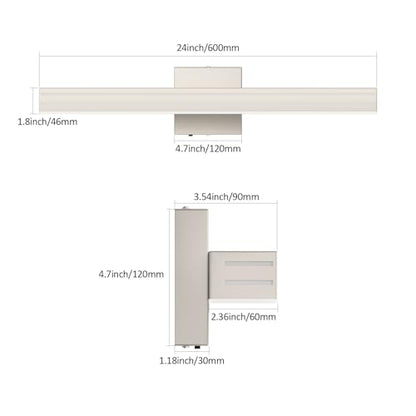 Ralbay 24inch Brushed Nickel Vanity Light with 5 Color Temperature (2700K-6000K) Dimmable Acrylic Metal 24W LED Modern Bathroom Vanity Light Bar - color: Brushed Nickel, size: 24 inch