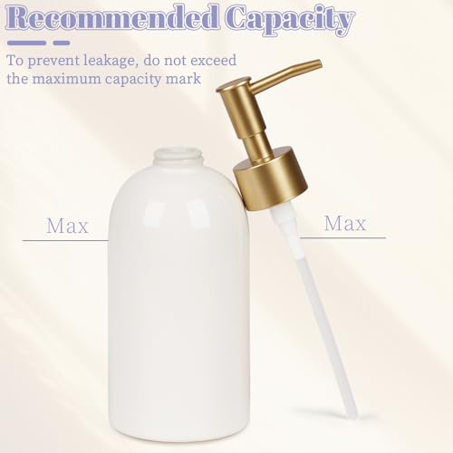 Natheeph 14OZ Ceramic Soap Dispenser Bathroom/Kitchen Can Fill Liquid-White | Ceramic Soap Pump Dispenser Bottle for Bathroom/Kitchen, Refillable Hand Soap, Dish Soap, Shampoo, Lotion etc. - color: White