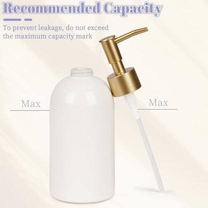 Natheeph 14OZ Ceramic Soap Dispenser Bathroom/Kitchen Can Fill Liquid-White | Ceramic Soap Pump Dispenser Bottle for Bathroom/Kitchen, Refillable Hand Soap, Dish Soap, Shampoo, Lotion etc. - color: White