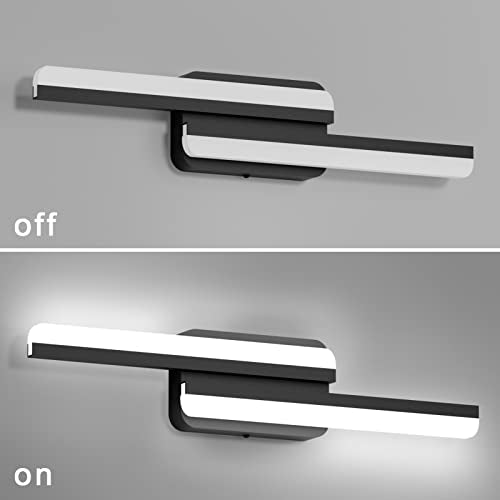 Ralbay Modern LED Black Vanity Light 24inch 24W Frosted Aluminum LED Matte Black Vanity Light for Bathroom Lighting Fixtures White Light 6000K - color: Black, size: 24 inch