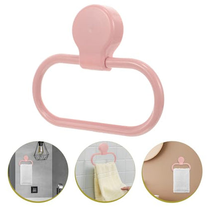GALPADA Self-Adhesive No Drilling Towel Holder Ring for Bathroom Kitchen Abs Wall-Mounted Hand Towel Rack Easy Peel and Stick Installation Pink Design and More