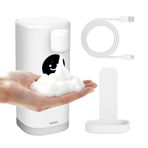 Automatic Foaming Soap Dispenser, Touchless Soap Dispenser with LED Hand Washing Timer, Rechargeable 350ml Foam Soap Dispenser, IPX7 Waterproof, Wall Mounted for Bathroom Kitchen Kids - color: White