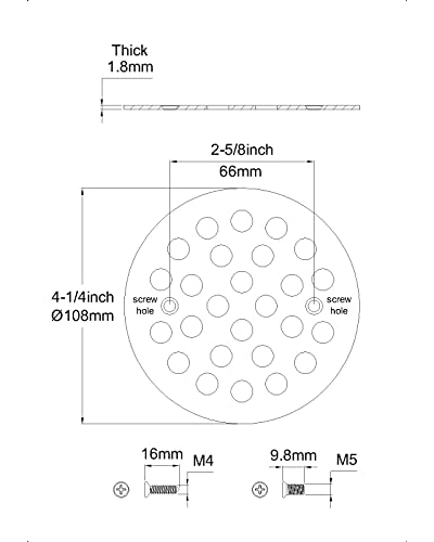 4-1/4 Inch Screw-in Round Floor Drain Cover Replacement Shower Drainer Grates (Oil Rubbed Bronze) - color: Oil Rubbed Bronze