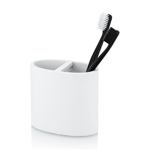 Matte White Toothbrush Holder for Home Bathroom - Multifunctional Electric Toothbrush, Toothpaste, Razor and Accessories Storage Organizer for Vanity Countertop