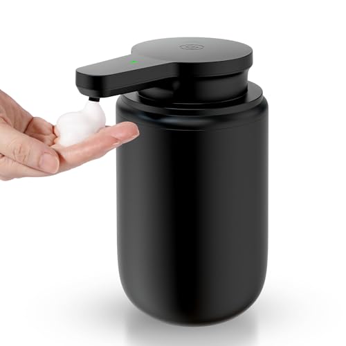 Automatic Foaming Soap Dispenser, Rechargeable Touchless Foam Hand Soap Dispenser for Bathroom, Soap Pump for Kitchen, Water-Resistant, Xmas Gift 10oz, Black - color: Black