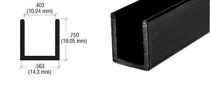 Brixwell SDCD38BL-CCP4 Black 3/8" Fixed Panel Shower Door Deep U-Channel 4 inch Sample - color: Black, size: 4 Inch - Sample