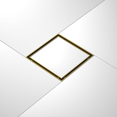 Square Shower Drain, 304 Stainless Steel Floor Drain 8" | with Tiled Insert Grate & Hair Strainer, Bathroom 2-in-1 Tiled in Drain, CUPC Certified - color: Brushed Gold, size: 8''
