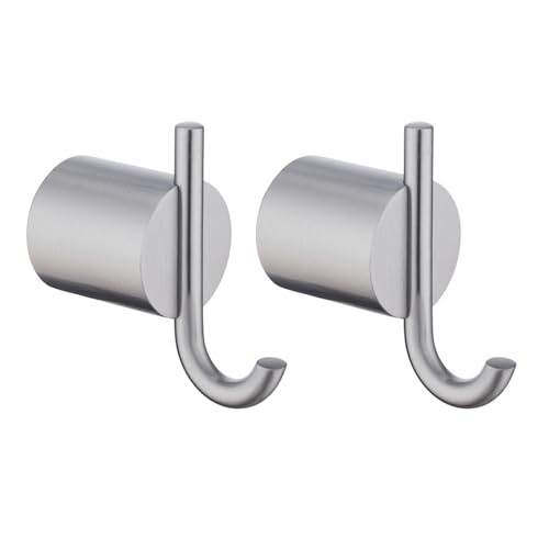 Hooks for Shower, Removable Towel Hooks for Bathroom Wall, Towel Hooks Bathroom Coat Robe Wall Hook Heavy Duty Hanger Towel Robe Clothes,SW-96068-8BN-2. - color: Double Hook-Brushed Nickel