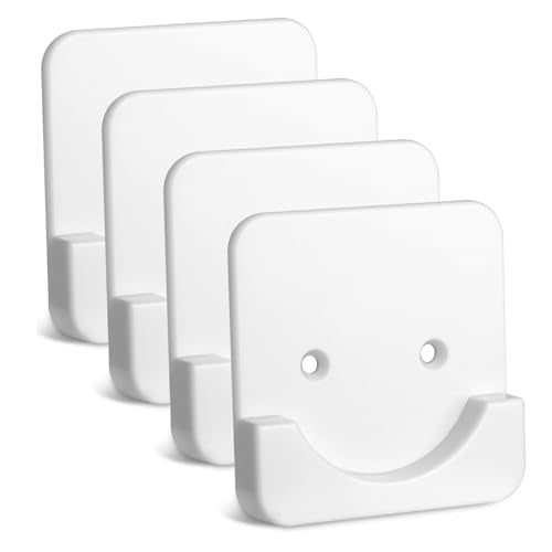 4 Pack Adhesive Shower Tension Rod Holder for Tile | Shower Curtain Rod Retainer for Wall Mount | No Drilling | Stick On | White (Shower Curtain Rod Not Included) - color: White 4-PACK