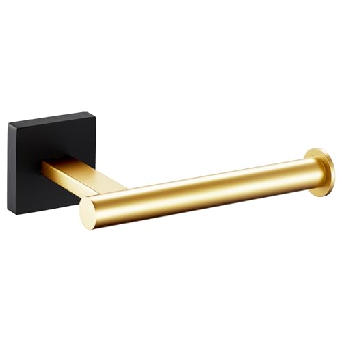 KOKOSIRI Toilet Paper Holder Toilet Roll Holders Hold Mega Rolls Kitchen Bathroom Tissue Paper Dispenser Black with Gold Stainless Steel, B2008GDK - color: Black Gold, size: Vertical