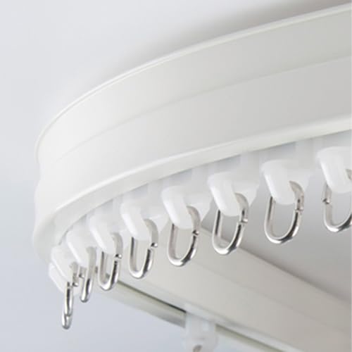 White Curved Curtain Track Ceiling Mount Heavy Duty, Wall Mounting Shower Closets Curtains Bendable Rail 50 45 40 35 30 25 20 15 10 5 ft, for Privacy in Open Rooms(Wall Mount,30PCS Pulley) - color: Wall Mount, size: 30PCS Pulley