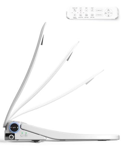 Sosh Electric Bidet Toilet Seat With Remote, Auto Open Lid, Elongated | Dryer, Feminine and Rear Wash, Self-Cleaning Nozzle, Adjustable Angle & Pressure, Eco, Night Light, Slow Close, Wider Seat