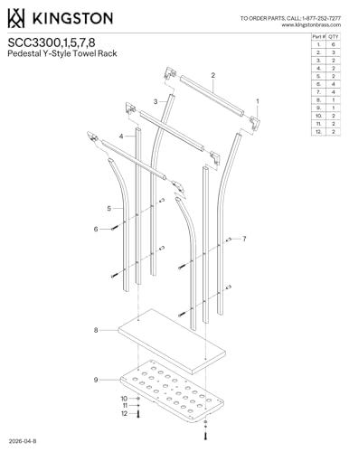 Kingston Brass SCC3307 Edenscape Freestanding Y-Style Towel-Rack, Brushed Brass 16.56 x 9.88 x 34.44 - color: Brushed Brass