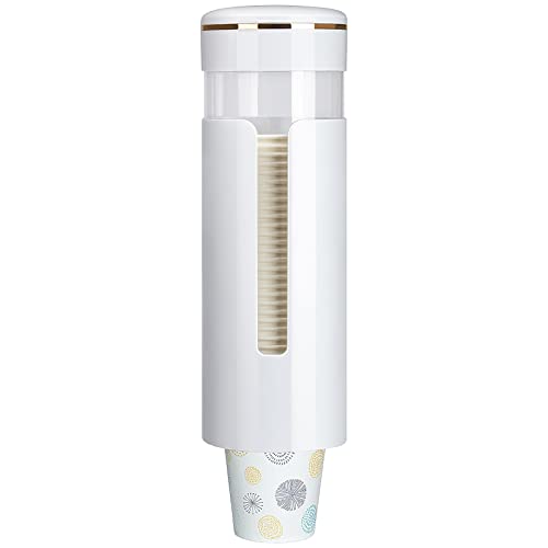 Cup Dispenser, Wall Mount Water Cooler Cup Dispenser | fits 4-7 oz Disposable Paper and Plastic Cups, Pull Type Cup Holder for Bathroom, Office, Break Room, Gym, White - color: White