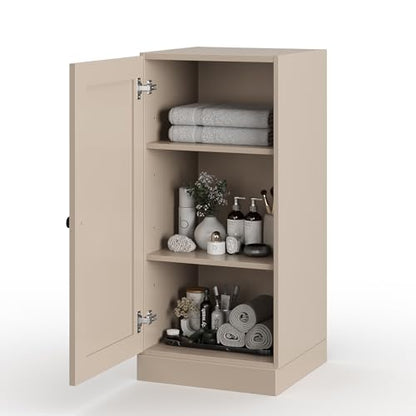 100% Solid Wood 16.5" Small Bathroom Cabinet, Shaker Wood Door - color: Beige, style: Shaker Door