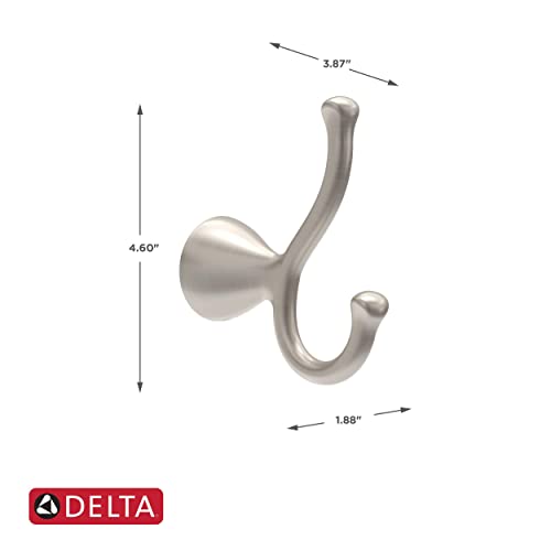 Delta ARV35-DN Arvo Double Towel Hook Bath Hardware Accessory in Brushed Nickel - size: (Pack of 1)