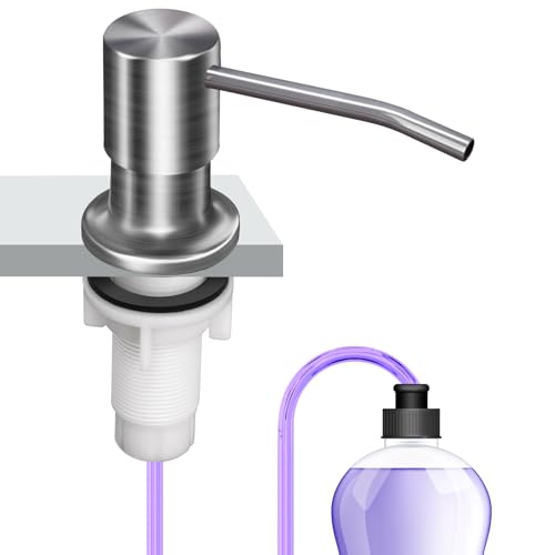 Soap Dispenser Kitchen Sink, Sink Soap Dispenser, 47" Extension Tube kit, Dish Soap Dispenser Pump, No Need More Refills (Brushed Nickel) - color: Brushed Nickel