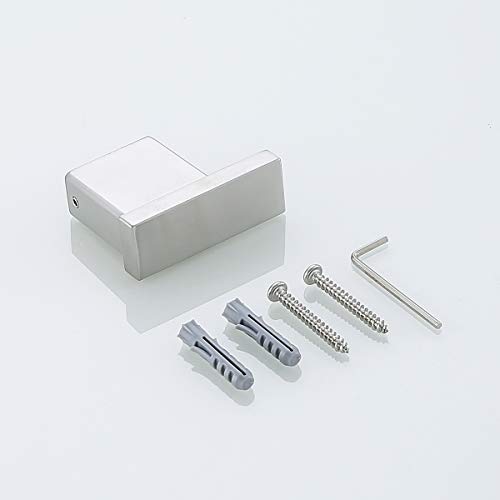 RANDOM Brushed Nickel Towel Hook for Bathroom Square Modern Wall Mounted Robe Hook Coat Hooks Wall Hook Contemporary Bath Towel Hooks SUS304 Stainless Steel (2 Pack).96009-8BS - color: Single Hook-Brushed Steel